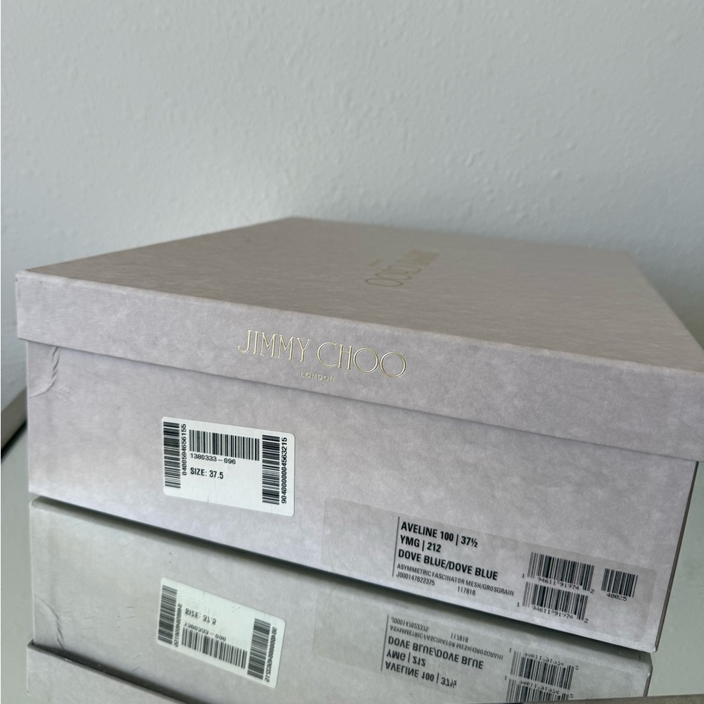 New Jimmy Choo Blue Aveline 100 Bow-trimmed Sandals $1,195 37.5 - Picture 5 of 13
